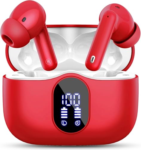 Auriculares sem fios, Bluetooth 5.4 com HD microfone estéreo HiFi ecrã LED, redução de ruído, 14,2 mm controlador dinâmico, IP7 impermeável 40H capacetes sem fios