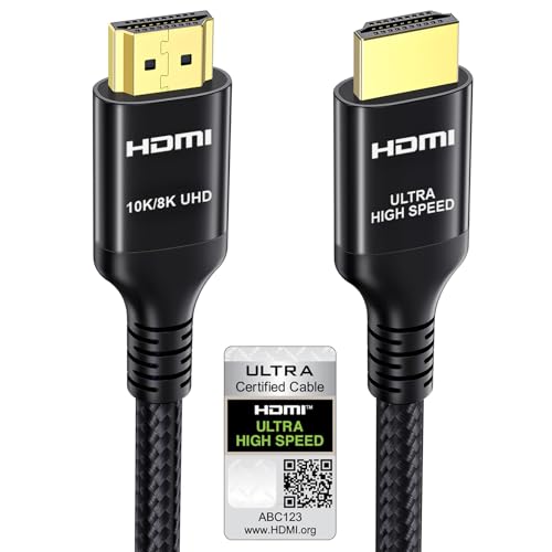 Etseinri Cabo HDMI de 8K 2.1 7,5 m, certificado 48 Gbps ultra alta velocidade HDMI® cabo 4K 240Hz 165Hz 144Hz 120Hz 8K 60Hz 4:4 DTS: X eARC HDCP2.3 HDR10+ Monitor de TV Projetor jogos PC PS5 X-box