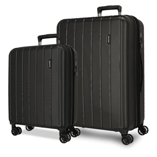 MOVOM Wood, mala de cabine, bagagem, interior com dois compartimentos, fabricado em ABS material resistente e leve, 4 rodas giratórias, fecho de combinação lateral, de Joumma Bags