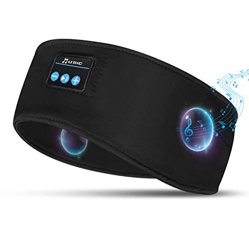 flintronic Auriculares para dormir, faixa de cabeça desportiva para dormir, anti-face para dormir auriculares Bluetooth, para desportos, música, corrida, viagem (preto)