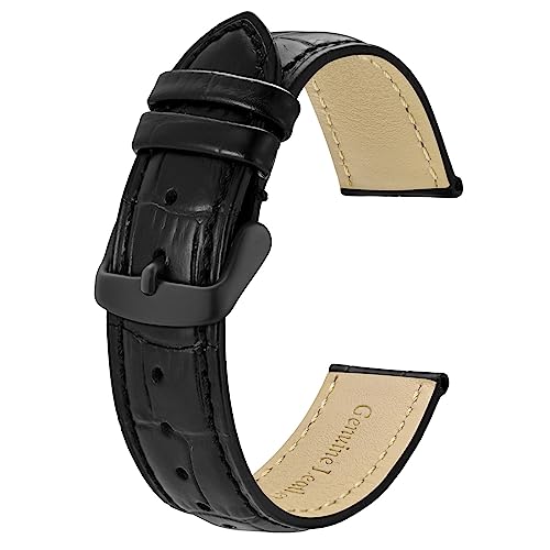 BISONSTRAP Correias de relógio, couro em relevo de crocodilo, largura da banda: 18 mm 20 mm 22 mm 24 mm
