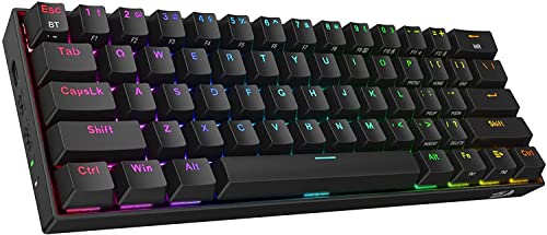 Redragon K530 Pro Draconic 60% BT - teclado mecânico sem fios com cabo e 2,4 GHz, 61 teclas, RGB intercambiável a quente com interruptor vermelho linear, para Windows/Mac/Android