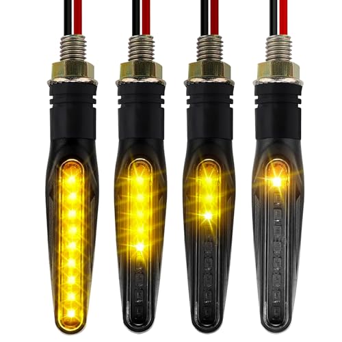 JDM Group 4 peças - Piscas de motocicleta homologados - E Mark E32 - luzes LED para motocicleta - ajuste universal - 12 LEDS sequencial 12 V - Piscas Moto - sinal de rotação - flexível e de alta