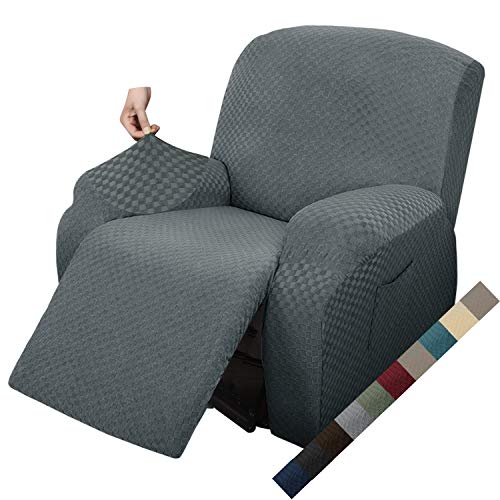 MAXIJIN Capa de poltrona Relax Stretch capa para sofá 1 lugar reversível com bolso protetor de sofá (cinzento)