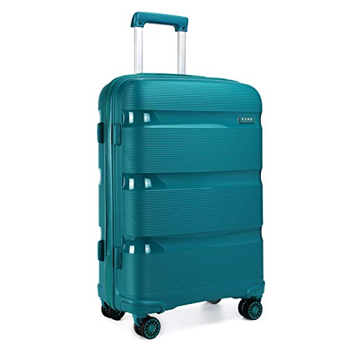 Kono Mala de viagem rígida 4 rodas Trolley 65 cm média, resistente e leve, fechadura TSA, fecho de correr YKK, Turquesa, Mediana 65cm, Mala