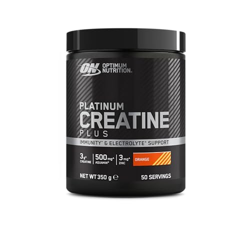 ON Platinum Creatine Plus, complemento alimentar avançado para aumentar a potência e o desempenho com magnésio aqua para equilíbrio eletrolítico, sabor laranja, 50 porções, 350 g