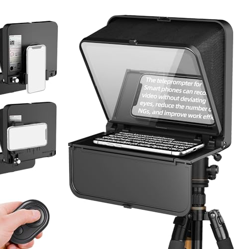 Mini Teleprompter portátil para smartphone, LENSGO TC7S Teleprompter telemóvel compatível com iOS e Android para ensino online Vlog Live Streaming entrevista, dobrável num segundo.