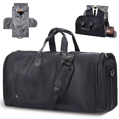 SINZUX Sacos de lona de 60 l para roupa de viagem, 3 em 1 descapotável porta-fatos de viagem para homem, mala de pendurar para fato de negócios impermeável, Travel Garment Bag porta-fatos cavalheiro,