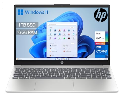HP 15-fd0379ns Computador portátil FHD de 15,6" (Intel Core i7-1355U, 16 GB RAM, 1TB SSD, Intel Iris Xe Graphics, Windows 11) prateado - teclado QWERTY espanhol