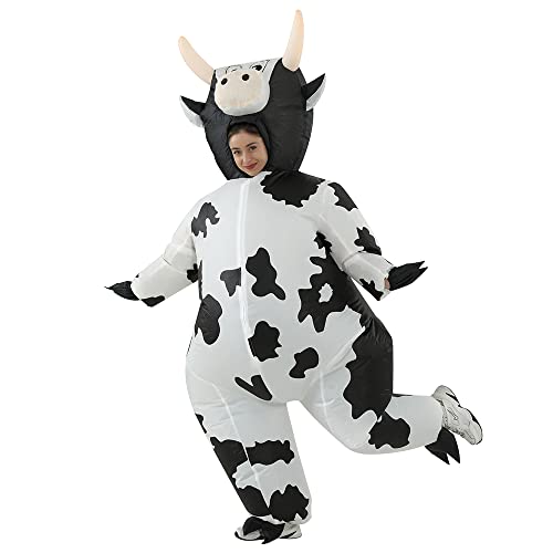 JASHKE Disfarce vaca adulto disfarce vaca insuflável fato vaca insuflável para adultos disfarce vacas de Halloween adulto