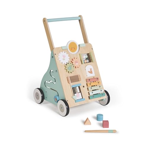 MS BabyWorld Montessori Maxi Andador de madeira para bebé, corredores com brinquedos e atividades, para primeiros passos, desde 12 meses