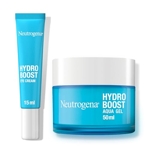 Neutrogena Rutina Hydro Boost, embalagem com gel de água hidratante facial (50 ml) e contorno de olhos anti-fadiga (15 ml), conjunto com ácido hialurónico para hidratação de 72 h