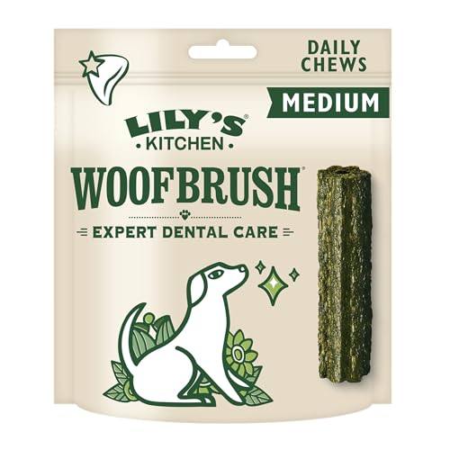 Lily's Kitchen Woofbrush Golosinas naturais para cães adultos: Pauzinhos dentários mastigáveis - cão médio (1 embalagem de 7 mastigáveis - 28 g)