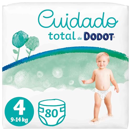 Dodot Cuidados totais de tamanho 4 (9-14 kg), fraldas para bebé 80 unidades, ultra macias, sem perfume, indicador de humidade, até 12 h seco e protegido
