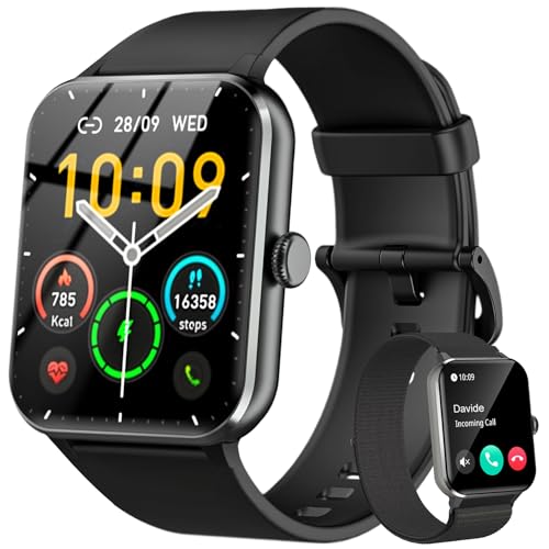 Baolubao Relógio inteligente homem mulher, 1,85" Smartwatch com chamadas e Whatsapp mensagens Bluetooth, monitor de sono, 100 modos de desporto, monitores de atividade para Android iOS