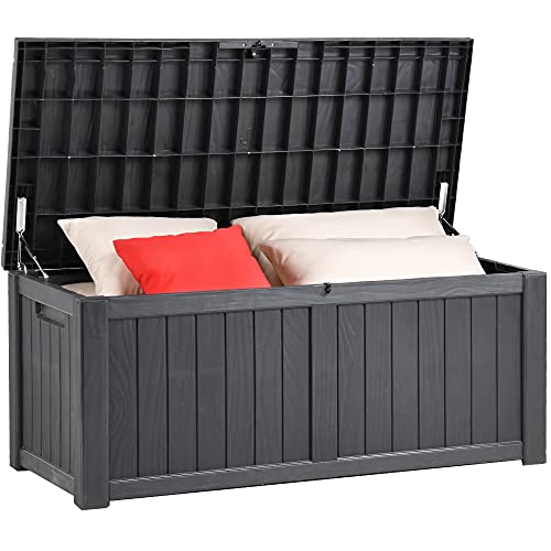YITAHOME Arco de organização exterior de 450 l, grande armazenamento de resina caixa de armazenamento de jardim para almofadas de exterior, material de piscina