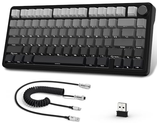 AJAZZ x ATTACK SHARK X85 Teclado mecânico de junta, 75% teclado sem fios para jogos com nob, acolchoado de 5 camadas, PBT Side-Printed Keycap, BT/2,4 Ghz/USB-C, interruptor linear, Hot-Swap, RGB. Para
