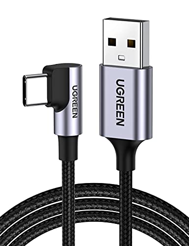 UGREEN Cabo tipo C 90 graus, USB A 2.0 a C carregamento rápido compatível com iPhone 16/15 Plus Pro Max, Galaxy S24 S23 S22 S21, Xiamo Redmi, Pixel 7 8 9, 3M
