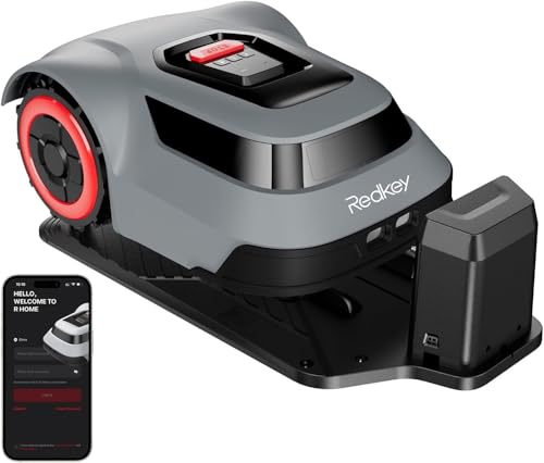 Redkey MGC500 Robot corta-relvas, máximo. 800 m², Deteção de quebra de cabo, brinco ascendente 45 %, ajuste inteligente de altura de corte, controlo da APP, silêncio automático, para jardins