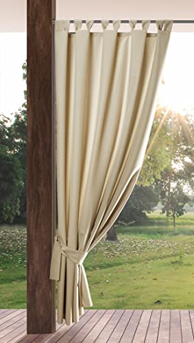 Eurofirany GARDEN Cortinas exteriores com presilhas, 1 peça. Cortina de exterior impermeável, resistente ao vento, cortina para jardim, pátio, varanda, terraço, 155 x 260 cm, bege claro