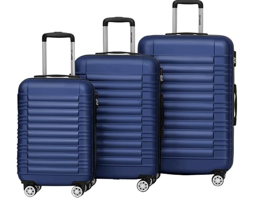 TRVLMORE Mala e trolleys - mala de mão - mala de viagem com rodas, mala de mão com rodas, mala rígida pequena de 55 x 40 x 20 cm, bagagem leve de mão, mala de mão, mala de mão, mala de mão,, Azul