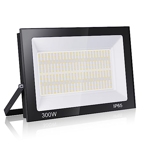 loyal Foco LED exterior 300 W, alto brilho 30000 LM projetor LED exterior iluminação 6000 K branco frio, luz de segurança impermeável IP65, candeeiro LED parede teto para jardim, garagem terraços,