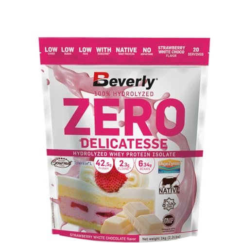 Beverly ZERO DELICATESSE 1 kg | Proteína hidrolizada Whey a 85% | com digezyme e tolerase (choque branco morango)