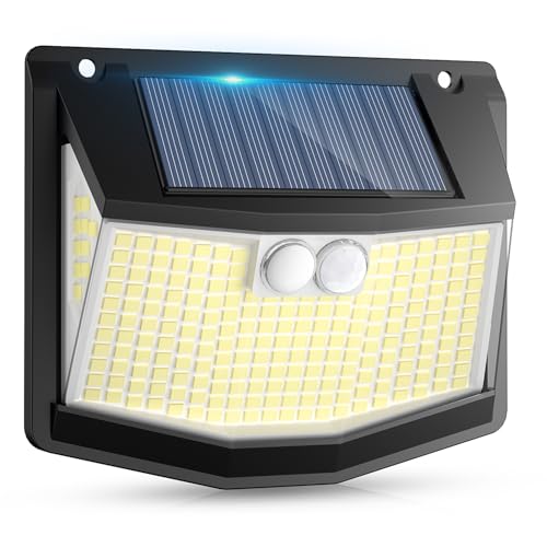Luz exterior solar LED jardim: 248 LED luzes solares com sensor de movimento 3 modos solar exteriores candeeiro 270° iluminação IP65 impermeável holofotes solares para jardim garagem 1 pacote