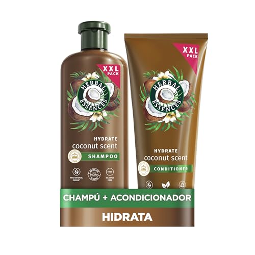 Herbal Essences Champô hidratante aroma de coco 680 ml condicionador 350 ml, para cabelo muito seco, ajuda a hidratar intensamente, cabelo suave, de origem natural, vegano, não testado em animais