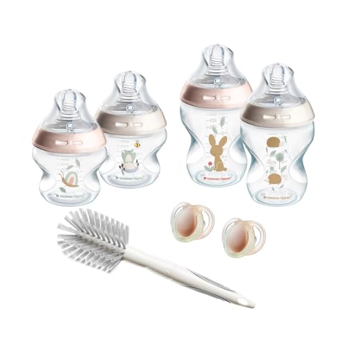 Tommee Tippee - Kit de babete recém-nascido closer to natureza, tetina em forma de peito e válvula anticólica, tamanhos mistos, lilás