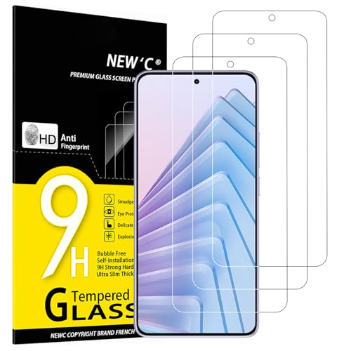 NEW'C 3 peças, protetor de ecrã para Xiaomi Redmi Note 14 5G/4G, vidro temperado anti-riscos, anti-impressões digitais, sem bolhas, dureza 9H, 0,33 mm ultra transparente, ultra resistente