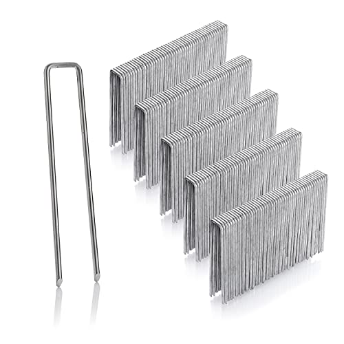 GardenMate 300 grampos de fixação galvanizados de fio de aço, comprimento 100 mm, largura 13 mm, Ø 2,9 mm