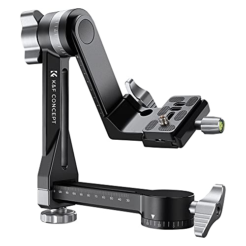K&F Concept Cabeça de tripé cardan, liga panorâmica de 360° de alta resistência com placa de libertação rápida arco -Swiss de 1/4 polegadas para câmaras, capacidade de carga 20 kg