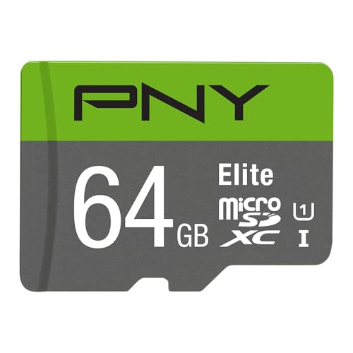 PNY Elite memória flash, cartão de memória (64 GB, MicroSDXC, classe 10, classe 1 (U1), verde, cinzento)