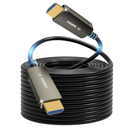 SOEYBAE Cabo HDMI de fibra ótica 30 m, cabo HDMI 2.1 Ultra HD 8K cabo de fibra HDMI 48 Gbps de alta velocidade suporte 8 K@60Hz 4K@120Hz 3D DHR eARC