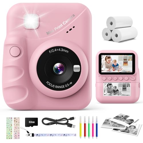 CalineGam Câmara com fotos infantis instantâneas, ecrã HD de 3,0" 48MP câmara instantânea crianças com cartão de 32 GB, 1080P câmara infantil digital crianças, presente para meninos e meninas 3 a 12