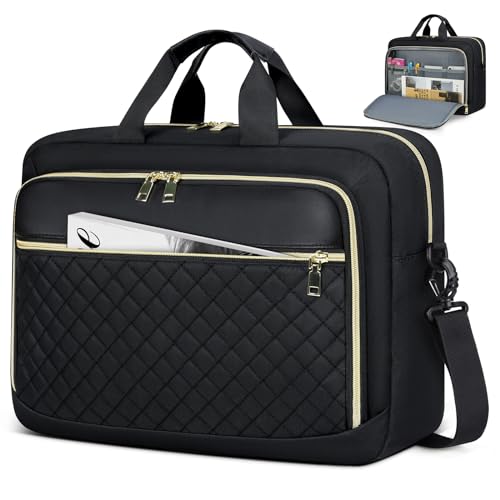 NEWHEY Bolsa para portátil mulher 17,3 polegadas mala professor mala porta-documentos grande mala computador portátil trabalho mala mala mala escritório bolsa universidade para viagem, Preto,