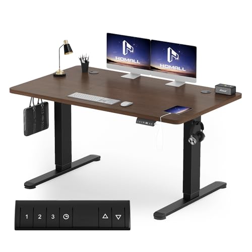 Homall 120 x 60 cm mesa ajustável em altura, mesa de pé com placa de quatro peças, mesa computador com função de memória