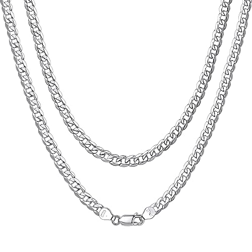 ChainsHouse Colar de prata de lei para homem e mulher, 3 mm 5 mm de largura, cubano/figaro, personalizável