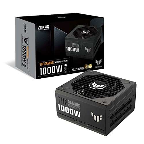 ASUS TUF Gaming 1000 W Gold Fonte de alimentação modular (80 Gold, compatível com ATX 3.0, componentes de grau militar, rolamento de esferas duplo, Axial-tech, PCB, garantia de 10 anos)