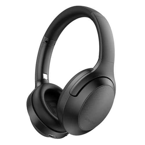 Srhythm NC45 Auriculares com cancelamento ativo de ruído, auriculares sem fios Bluetooth na orelha com microfone de graves profundos, dobráveis e duráveis, tempo de reprodução de 40H