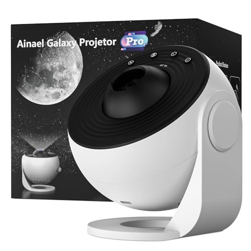 Ainael Projetor galáxia, projetor estrelas planetário doméstico teto espacial luz noturna com 3 slides de vidro HD, Galaxy Projector Pro para crianças adultas