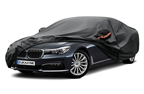 Capa de carro, Kayme cobertura de carro exterior impermeável respirável anti-UV anti-UV anti-pó de 7 camadas, cobertura para carro com fecho, compatível com Audi A6 A7, série 7, classe S, S90 sedan