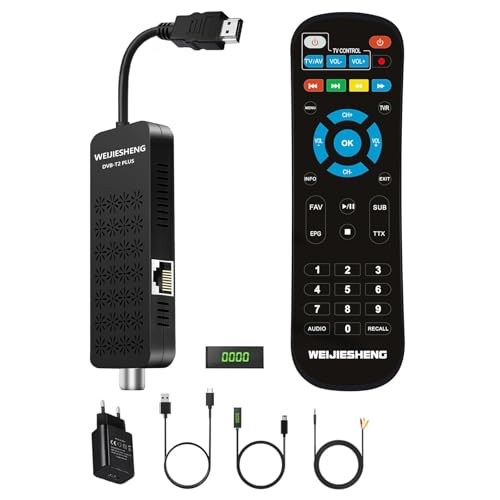 Decodificador HD TDT 2025-tdt TV, Decodificador DVB-T2, HD 1080P H265 HEVC 10 bit, suporte-IPTV/USB-WiFi/DLNA/PVR/multimédia [controlo remoto 2 em 1 com controlo de TV ]