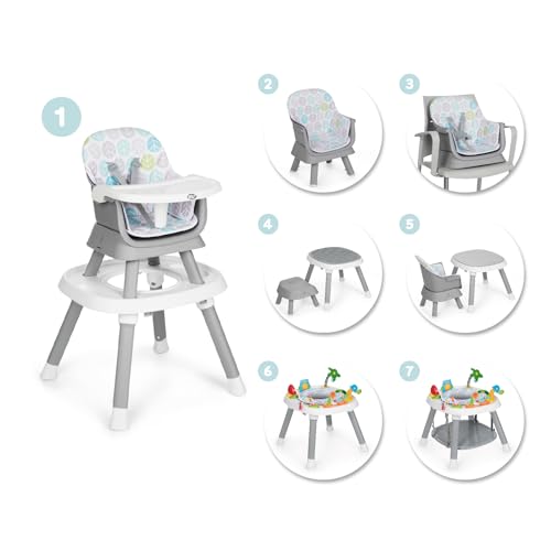 MS BabyWorld Centro de jogos 7 em 1 – cadeira | elevador, assento giratório, mesa de jogos, brinquedos interativos