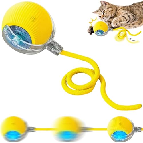 SORNEICDR Nova bola interativa para gatos, brinquedo interativo para cães, bola de brinquedo interativa de 360°, bola de rolamento automática inteligente para gato e cão (amarelo)