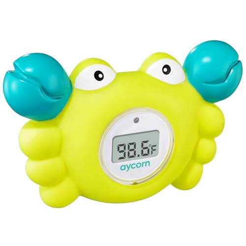 Aycorn Termometro banheira bebé e quarto com alarme de aviso LED. Sem BPA. Pulsar e pronto - termómetro banheira digital