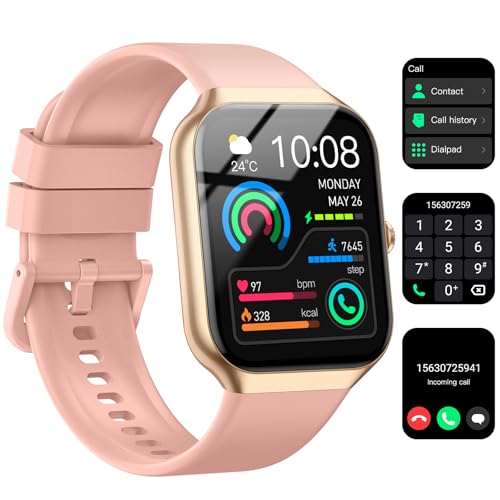 Relógio inteligente mulher homem, 2025 novo Smartwatch 1,96" chamada Bluetooth, monitor de sono/podómetro, 113 modos desportivos, pulseira atividade impermeável IP68 para Android iOS rosa
