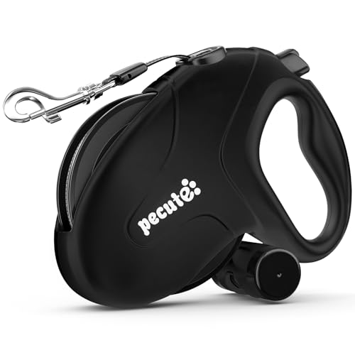 Pecute Trela de cão extensível/retrátil de 10 m, até 50 kg, trelas com faixas refletoras para passeios diários do cão | acessórios para cães