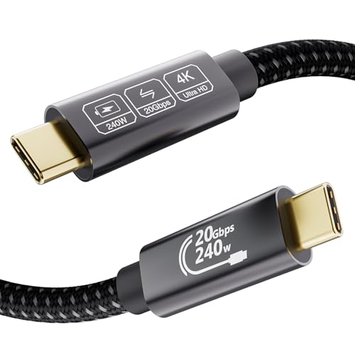 EUDOBEL Cabo USB C 2 m, USB C 3,2 Gen2 × 240W 48 V/5A, vídeo 5 K@60Hz 4K@144Hz Cabo de dados USB tipo C 20 Gbps para Thunderbolt 3/4, iPhone 16, iPhone 15, Switch, MacBook, USB C MacBook, USB C